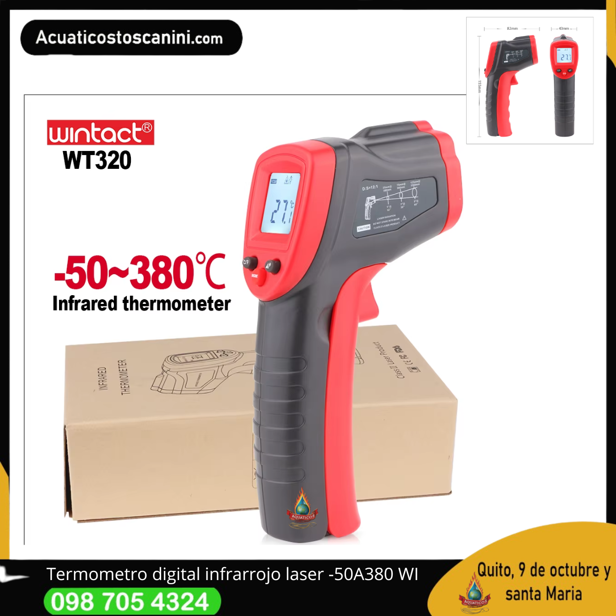 Termometro digital infrarrojo laser -50 a 380C WIN
