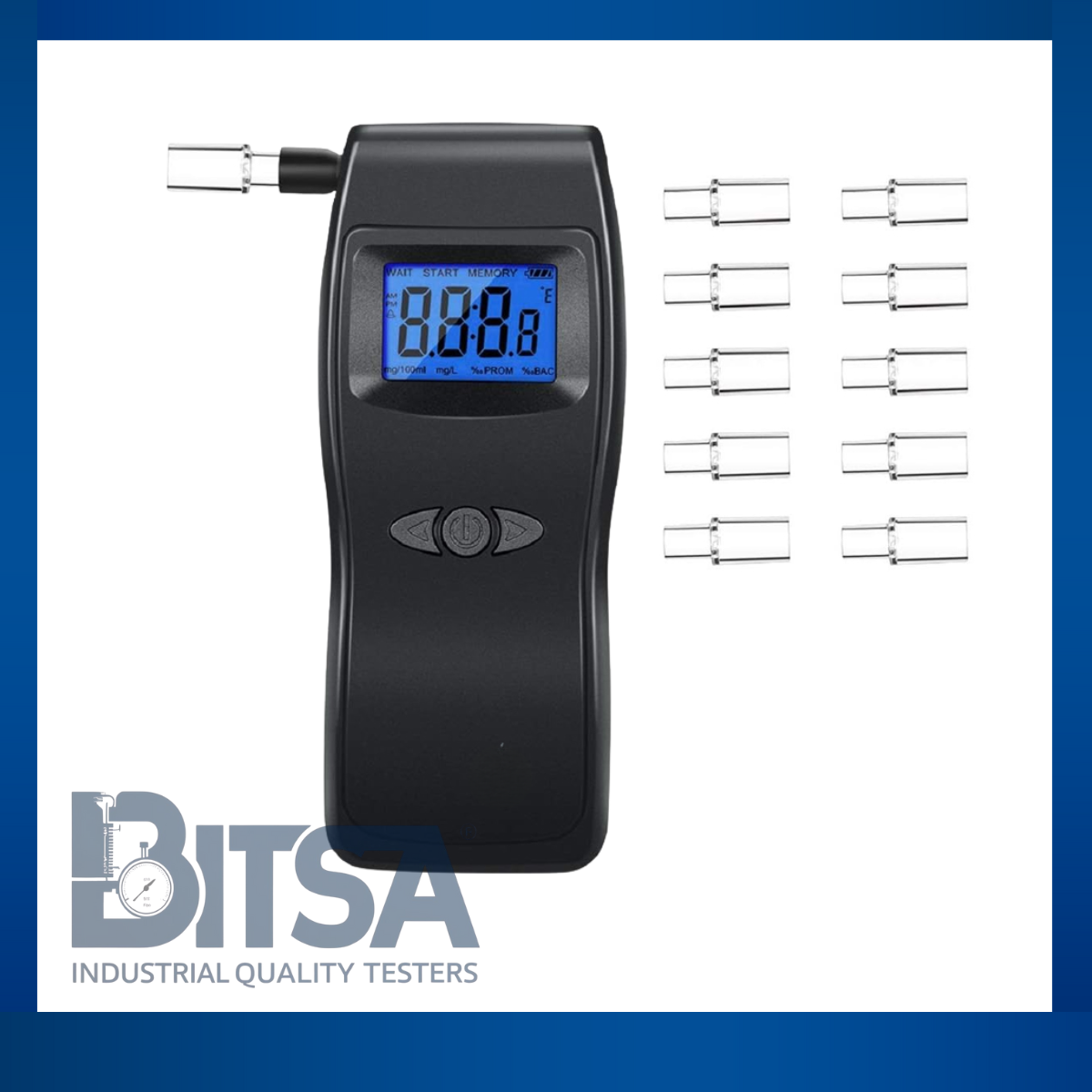 Alcoholímetro con boquillas y memoria