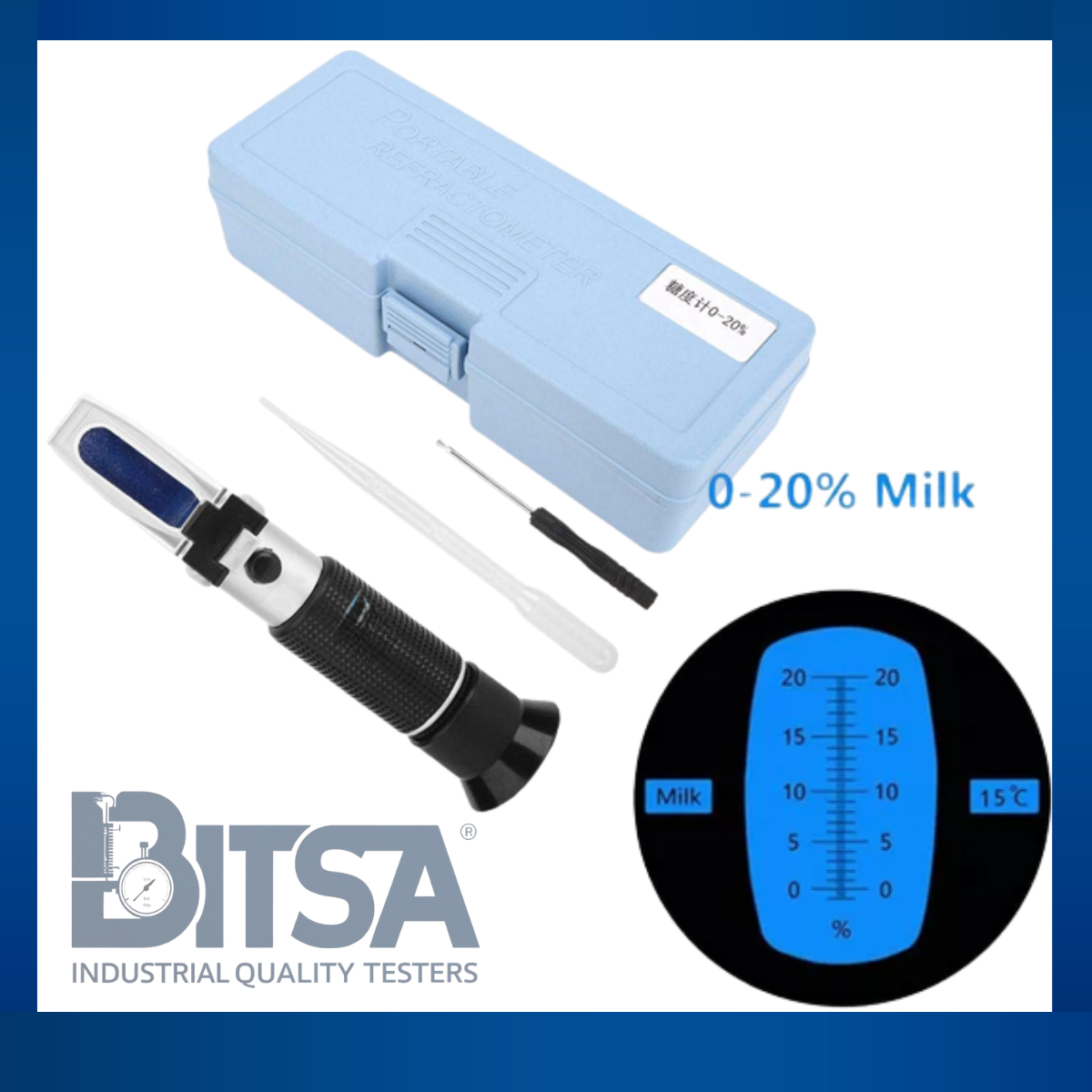 Refractómetro Medidor Brix 0-20% ATC leche bebidas azúcares