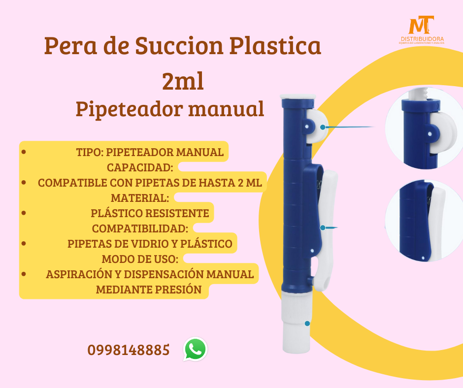 Pipeteador manual con rueda de succion para pipetas de 2 ml