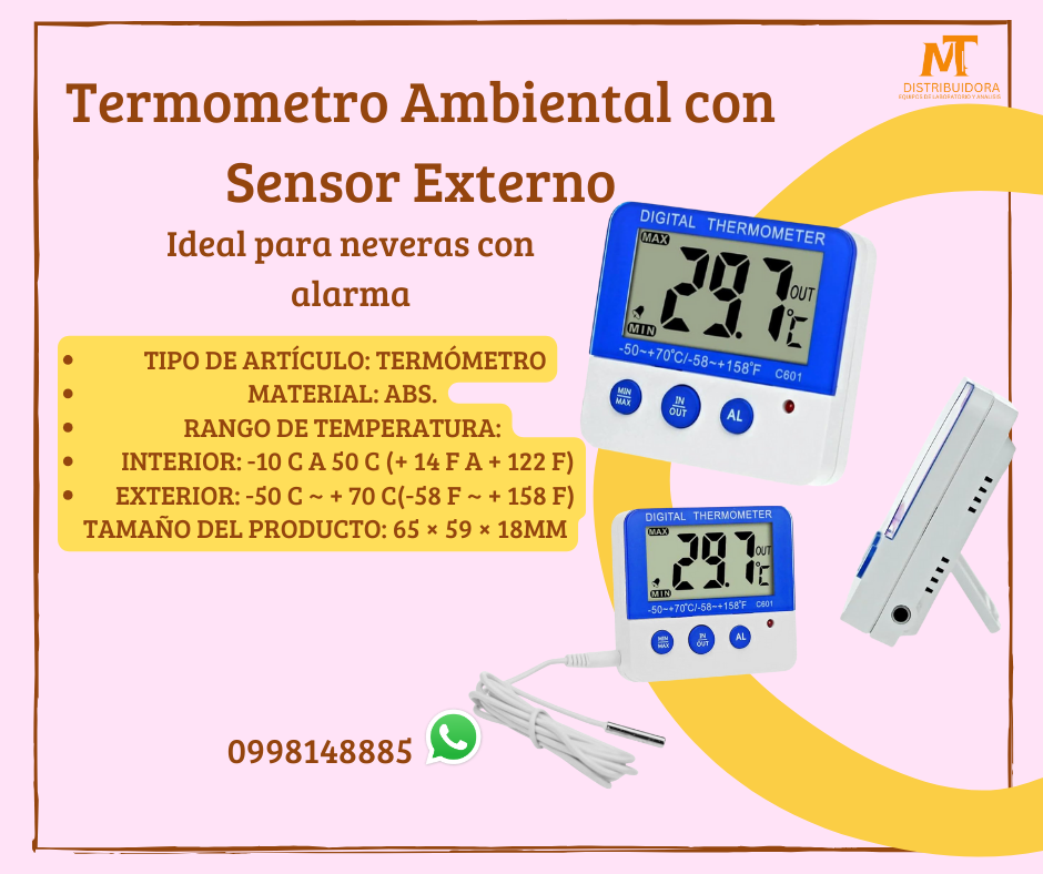 Mini Termómetro Con Alarma Lcd & magneto para neveras calderas frías