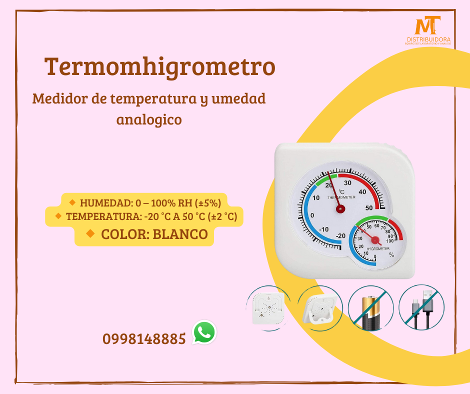 Termohigrómetro Analógico abs Pequeño Color Blanco para cuartos o ambiente 