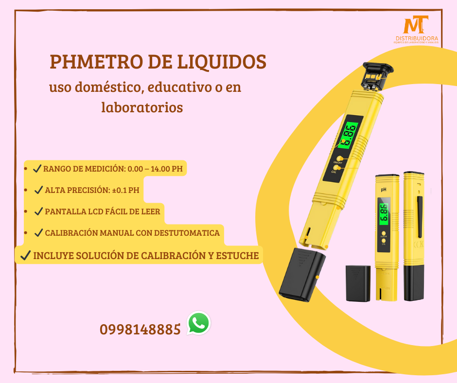 Medidor de pH Digital Doble Decimal 0.14 calibración Automática color amarillo para agua líquidos vinos