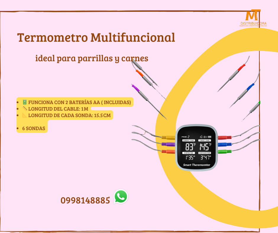 Termómetro de 6 sondas con Bluetooth ideal para carnes parrilladas