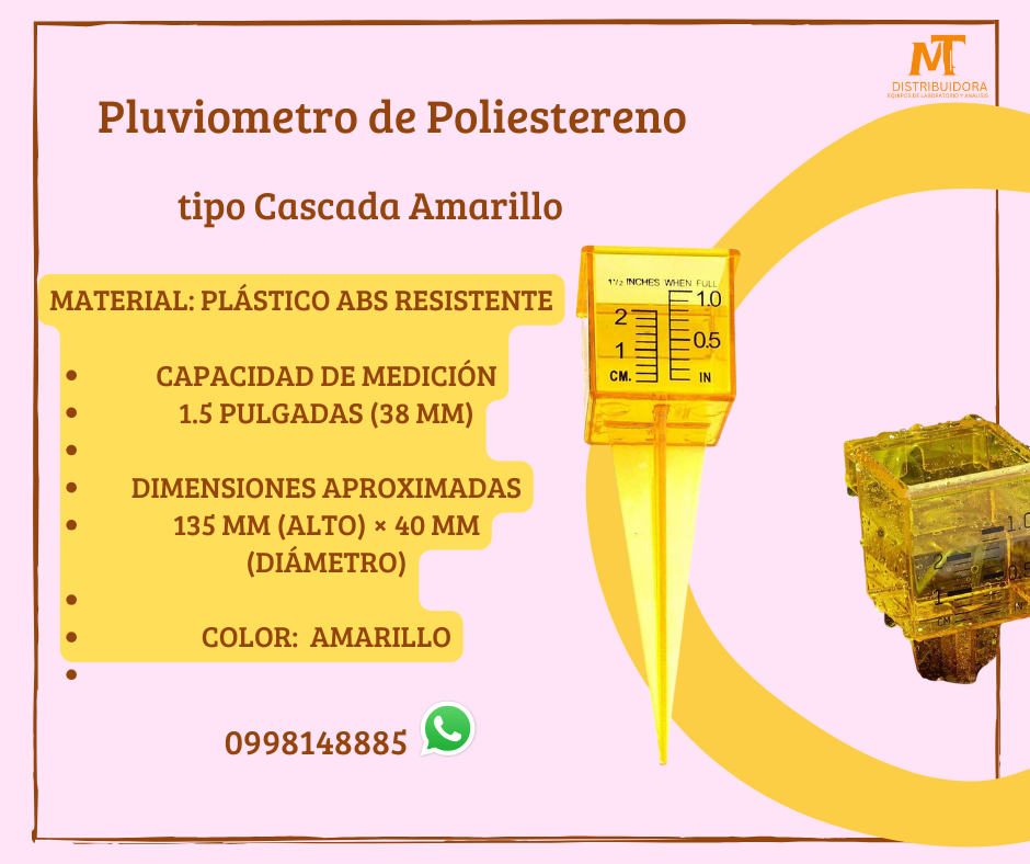 Pluviometro de ABS Amarillo de 1.5 pulgadas