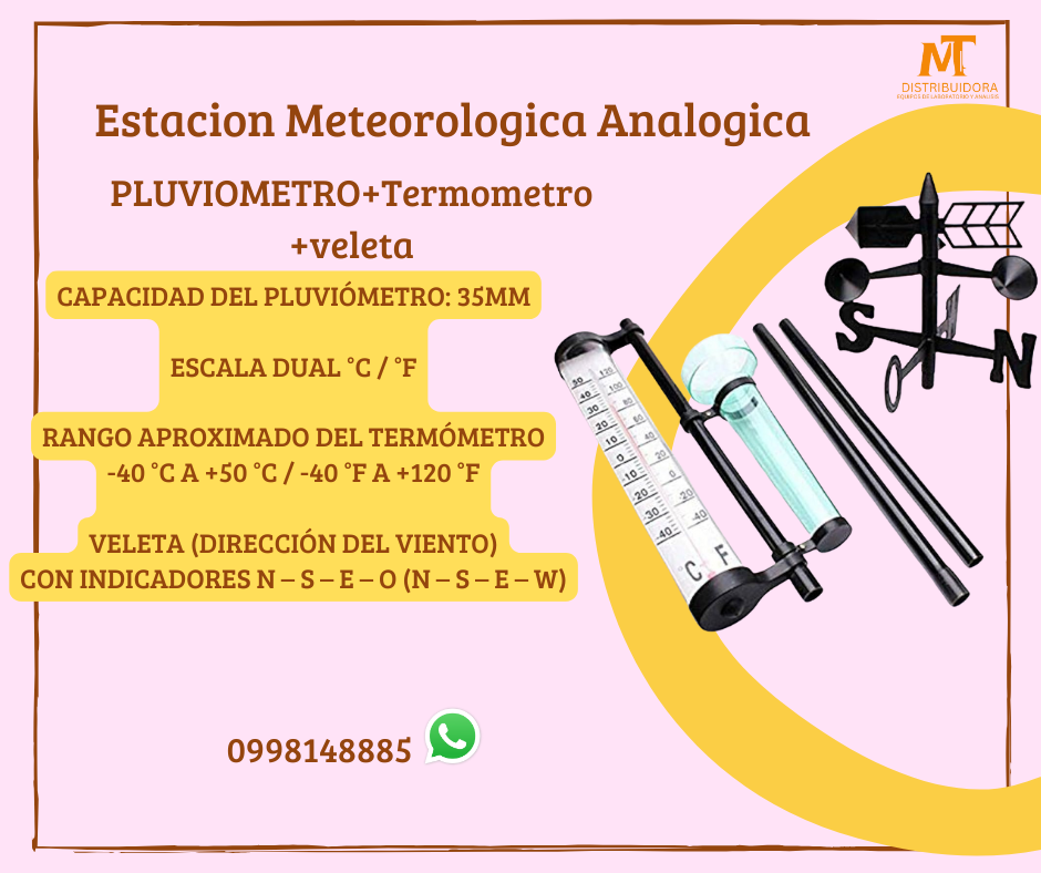 kit meteorologico con pluviometro + veleta + termometro
