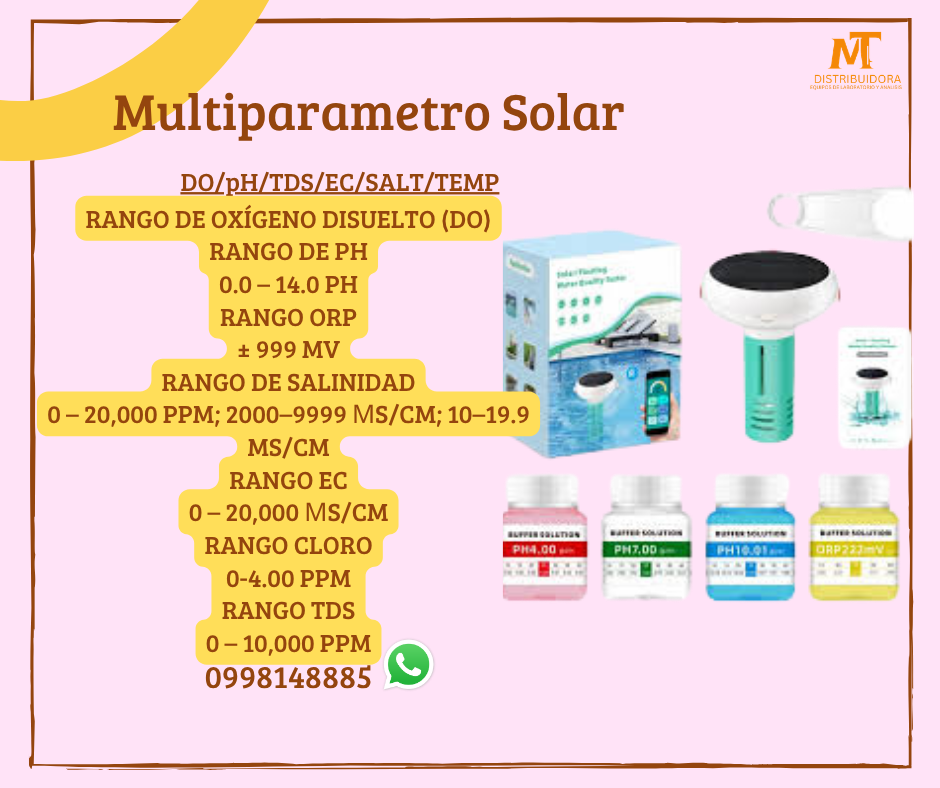 Clorimetro Multiparametrico 7 en 1 pH Tds Ec Cloro, Salinidad, ORP