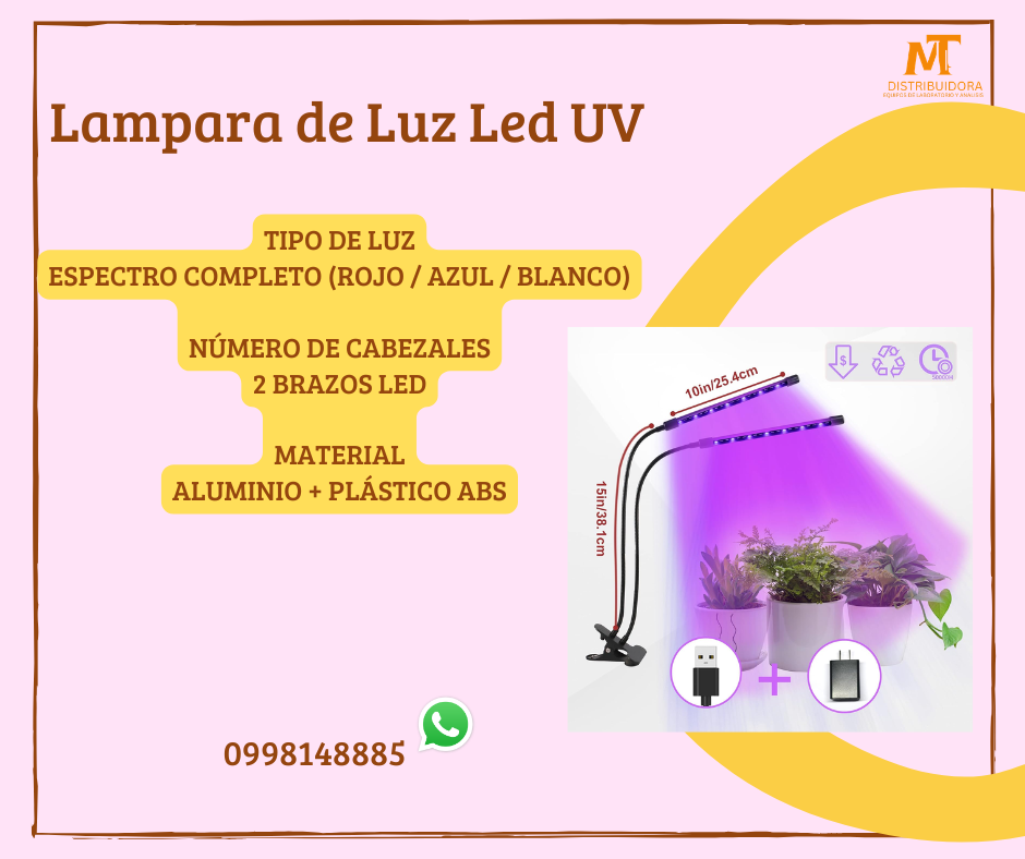 Lampara de doble extension con Luz Ultravioleta
