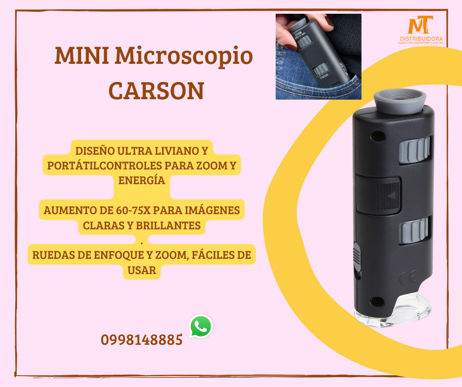 minimicroscopio con amplificacion de  60 a 75x 