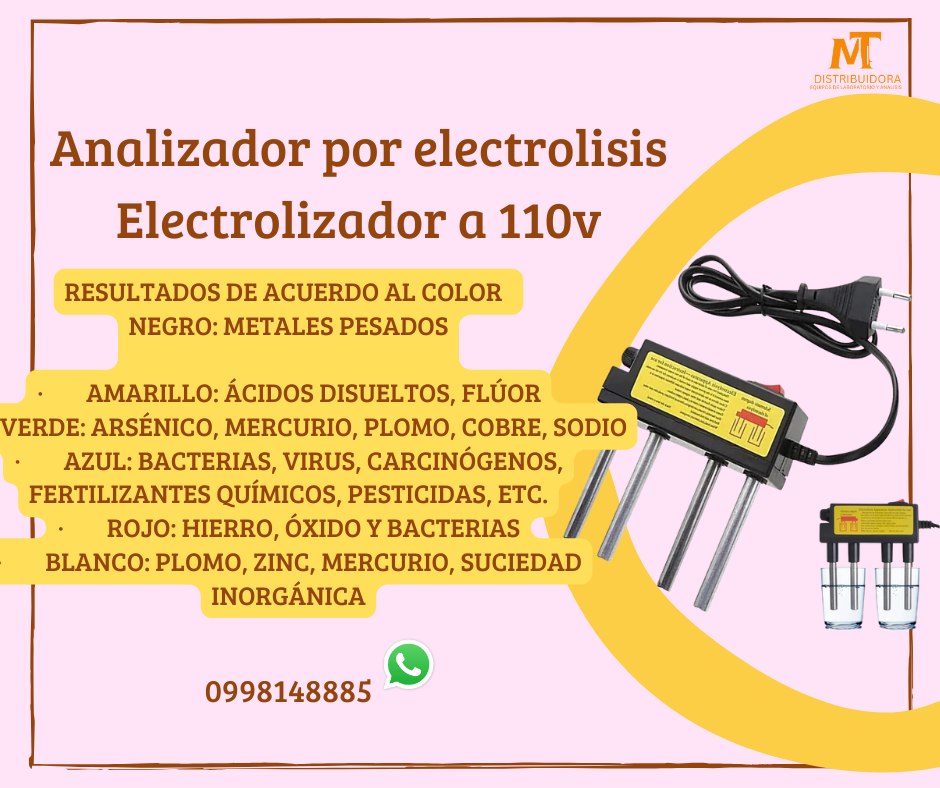 Electrolizador a 110V Electrólisis & verificación del agua contaminada e identificación de sólidos impurezas