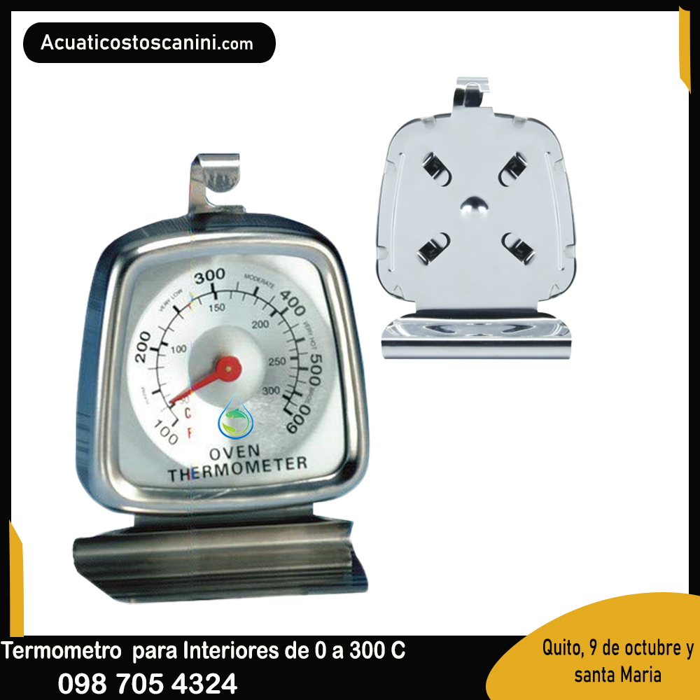 Termómetro en Acero Inoxidable Cuadrado Oven 0-300 grados Celsius Fharenheit