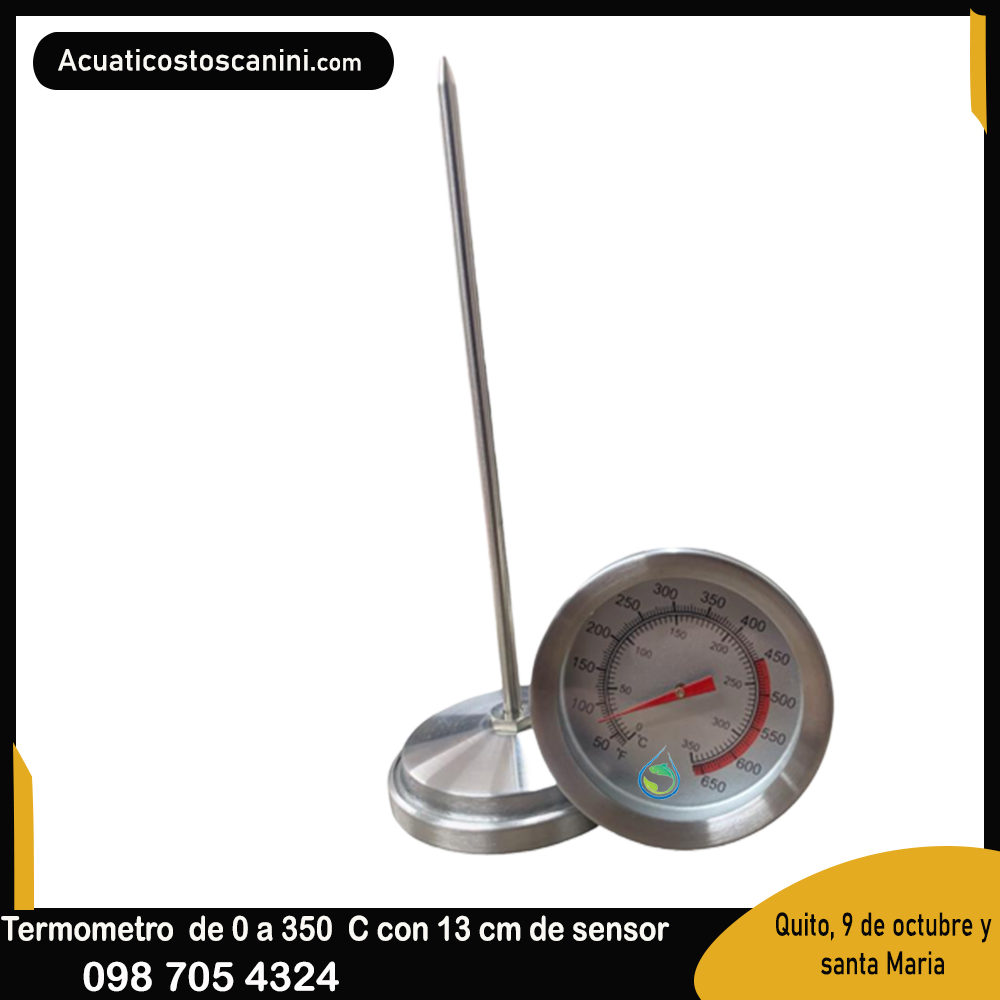 Termómetro acero inoxidable sonda 130mm lectura 0-350 grados Celsius/ Fharenheit