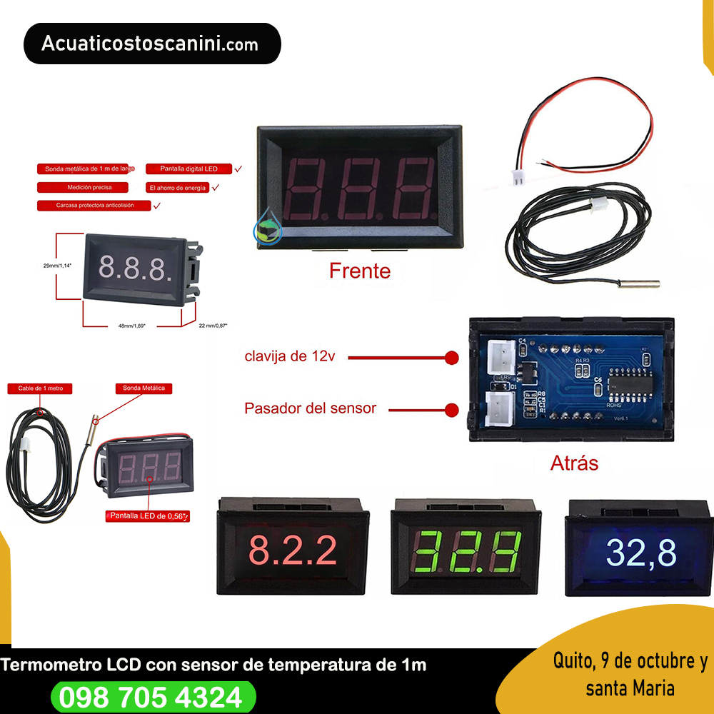 Termómetro Digital lcd -50 a 110 grados Celsius Fharenheit a 110V