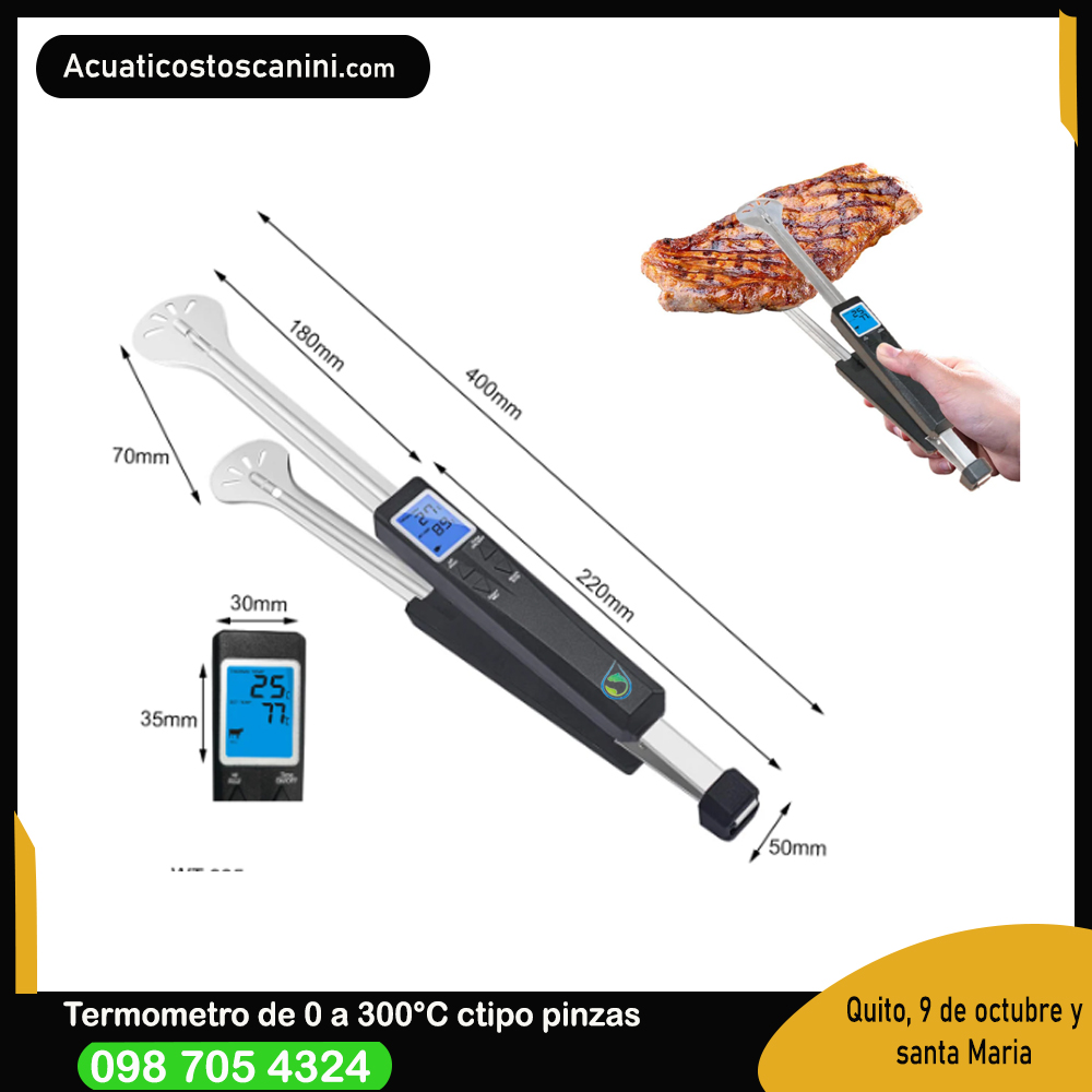Termometro Digital Bbq Con Pinzas para parrilladas carnes 0-300 grados Celsius Fharenheit
