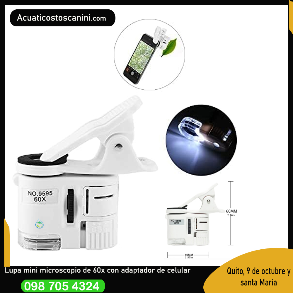 Mini Microscopio 60X Con Adaptador para el celular captura y fotografía tus ensayos directo