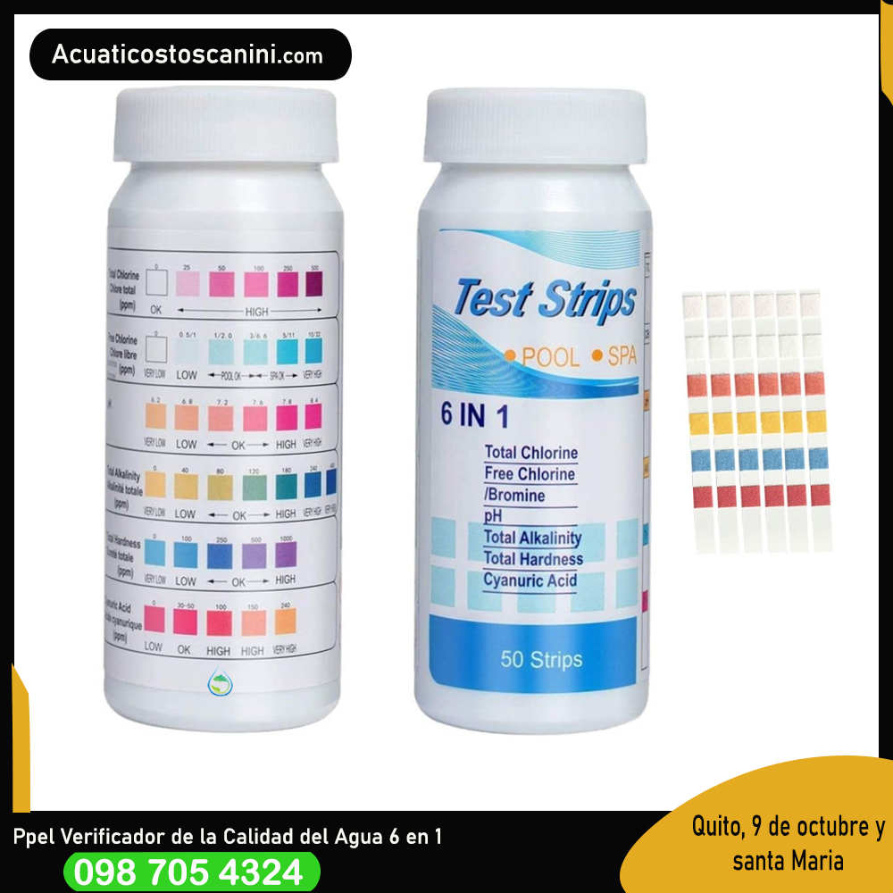 Test Papel pH 6 Parámetros en 1 Tirillas 