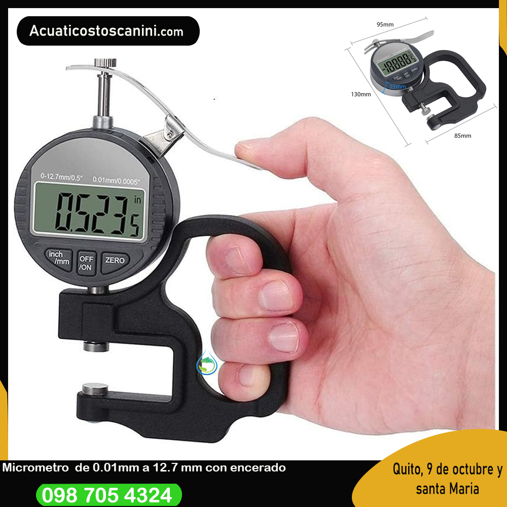 Micrometro de 0.01 a 12.7 mm con encerado digital